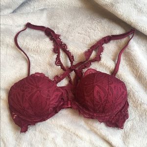 PINK Date Racerback Push-up Bra Wine